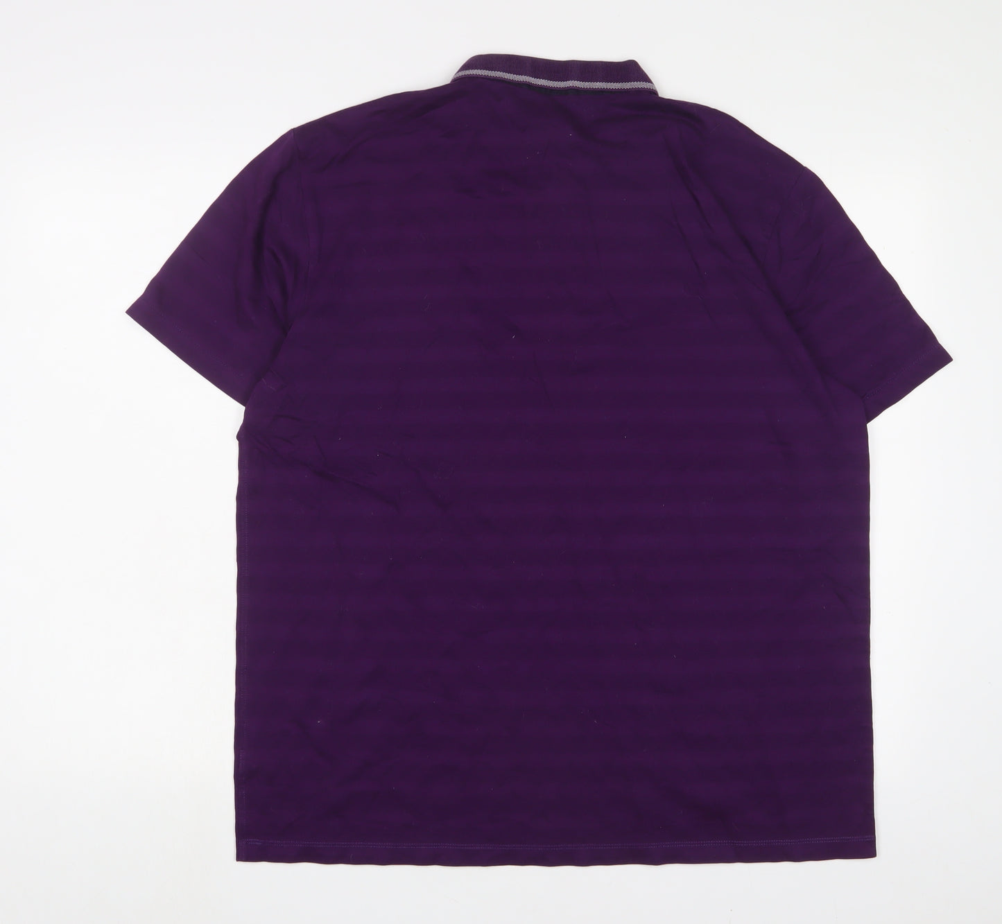 NEXT Mens Purple Striped Cotton Polo Size XL Collared Button