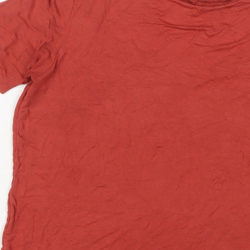 NEXT Womens Orange Viscose Basic T-Shirt Size 12 V-Neck