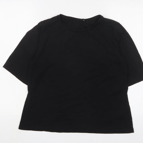 Monki Womens Black Modal Basic T-Shirt Size M Crew Neck