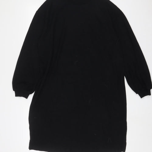 Marks and Spencer Womens Black Polyester Jumper Dress Size 14 Round Neck Pullover