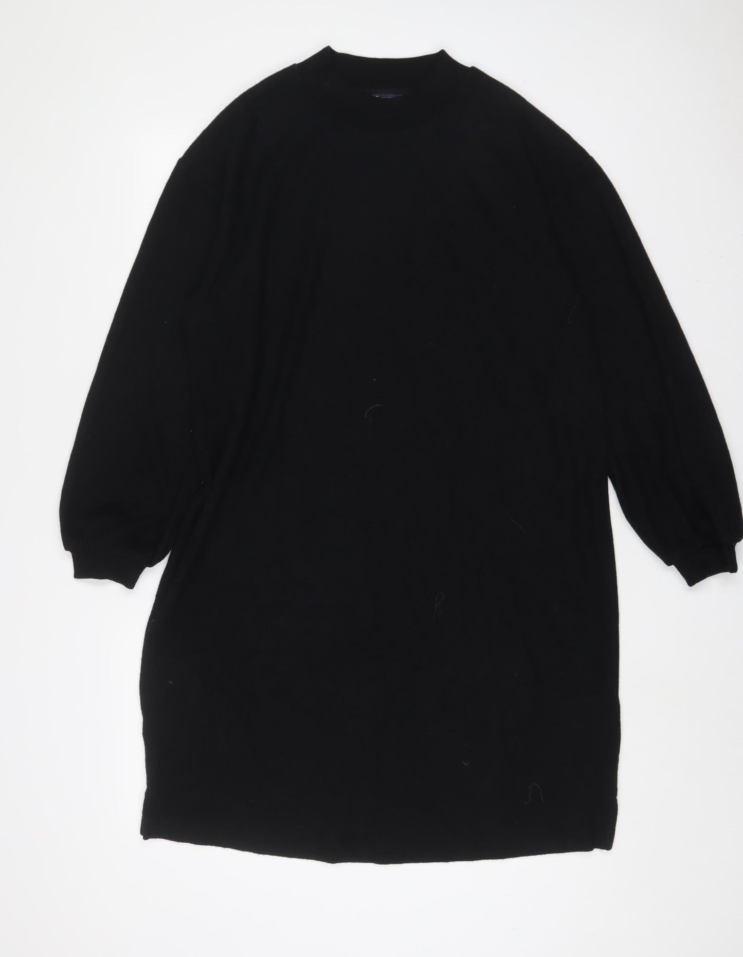 Marks and Spencer Womens Black Polyester Jumper Dress Size 14 Round Neck Pullover