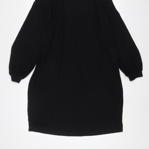 Marks and Spencer Womens Black Polyester Jumper Dress Size 14 Round Neck Pullover