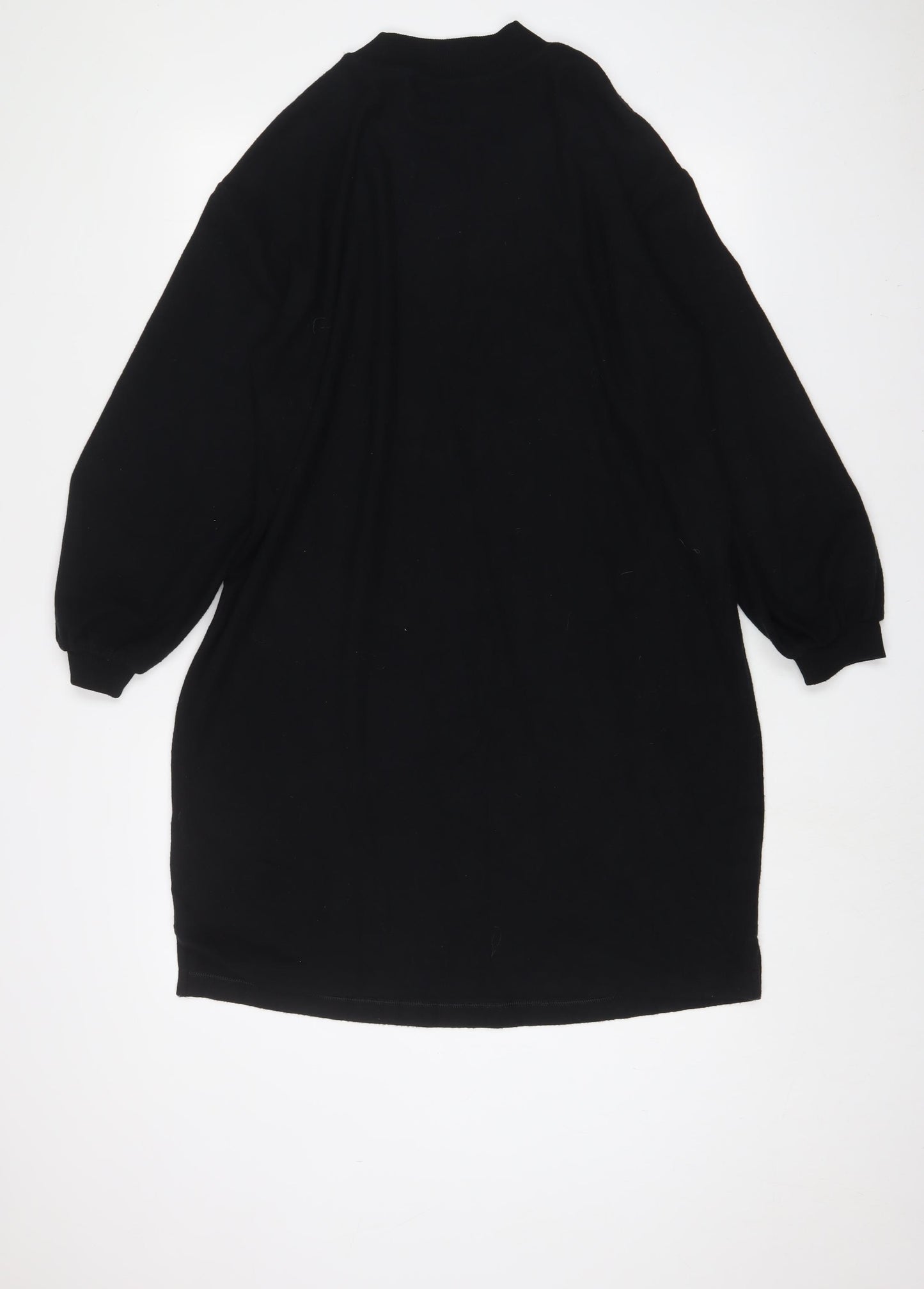 Marks and Spencer Womens Black Polyester Jumper Dress Size 14 Round Neck Pullover