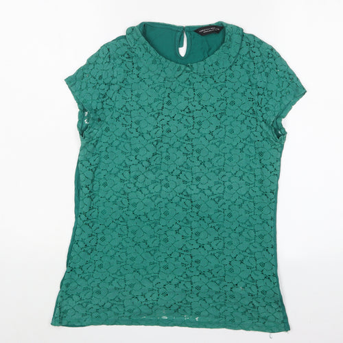 Dorothy Perkins Womens Green Viscose Basic T-Shirt Size 14 Crew Neck