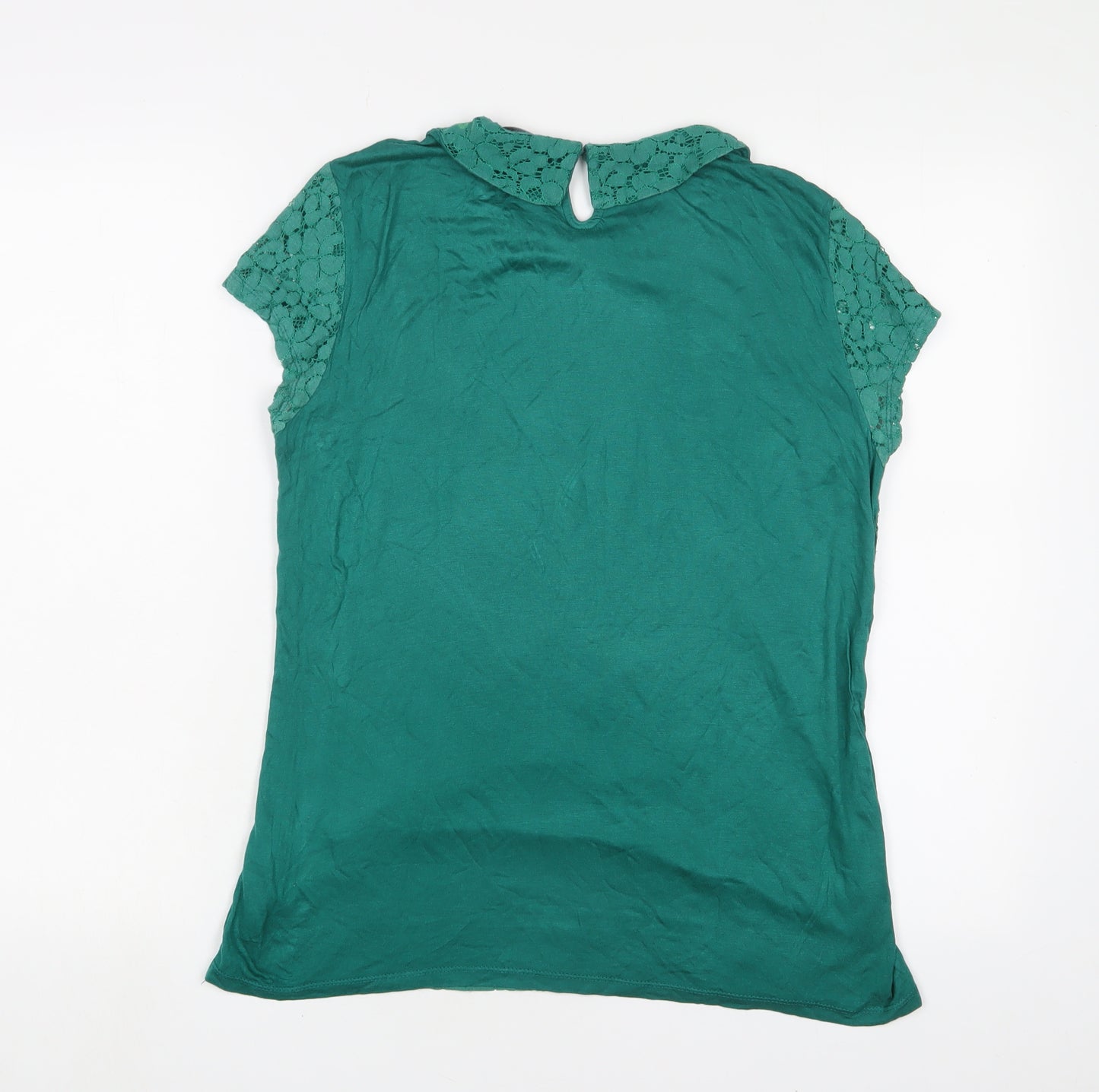 Dorothy Perkins Womens Green Viscose Basic T-Shirt Size 14 Crew Neck