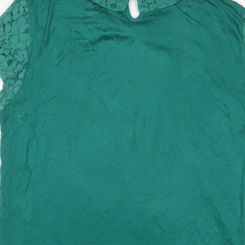 Dorothy Perkins Womens Green Viscose Basic T-Shirt Size 14 Crew Neck