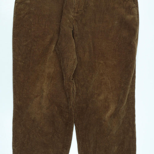 EWM Mens Brown Cotton Trousers Size 31 in L31 in Regular Zip