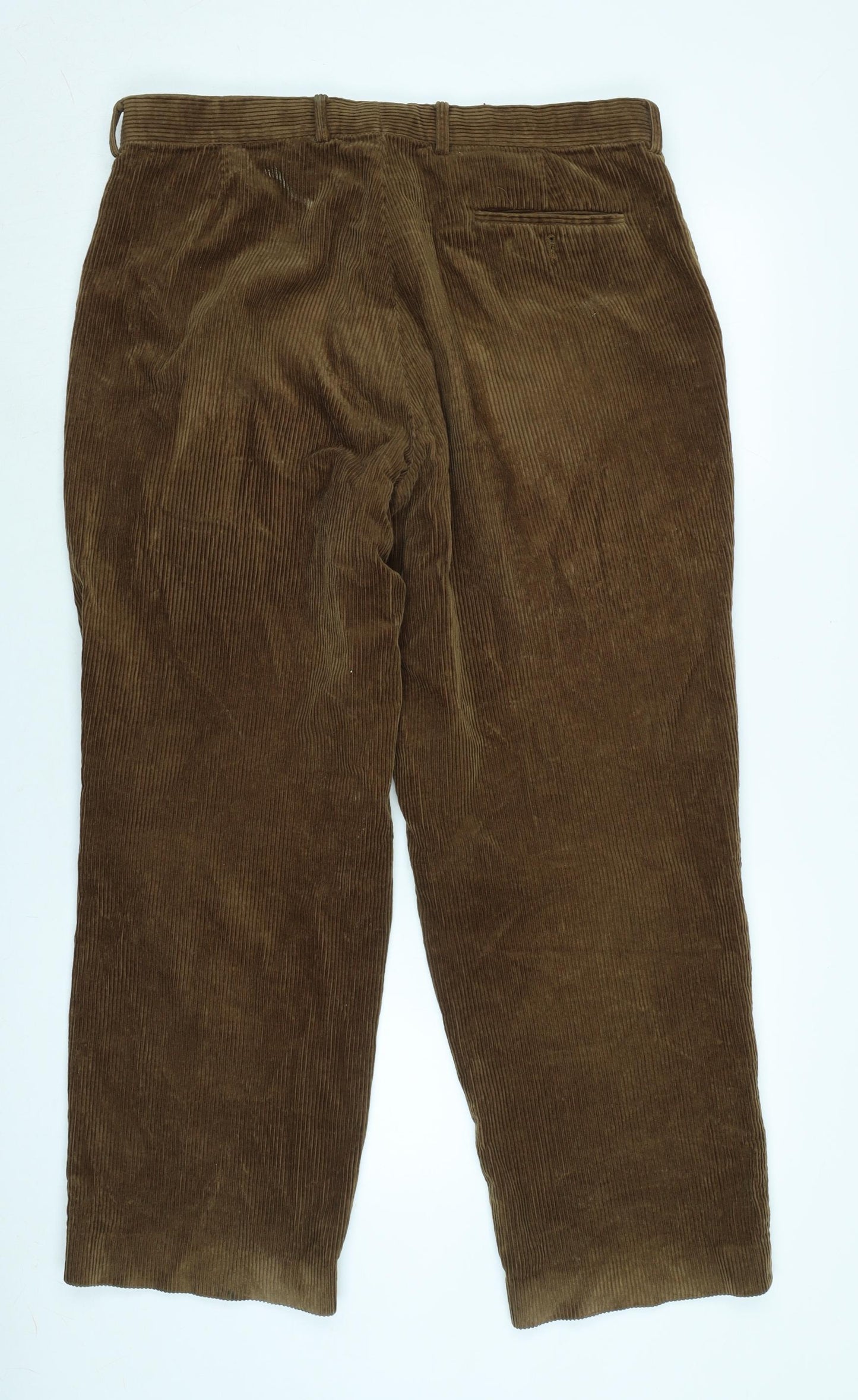 EWM Mens Brown Cotton Trousers Size 31 in L31 in Regular Zip