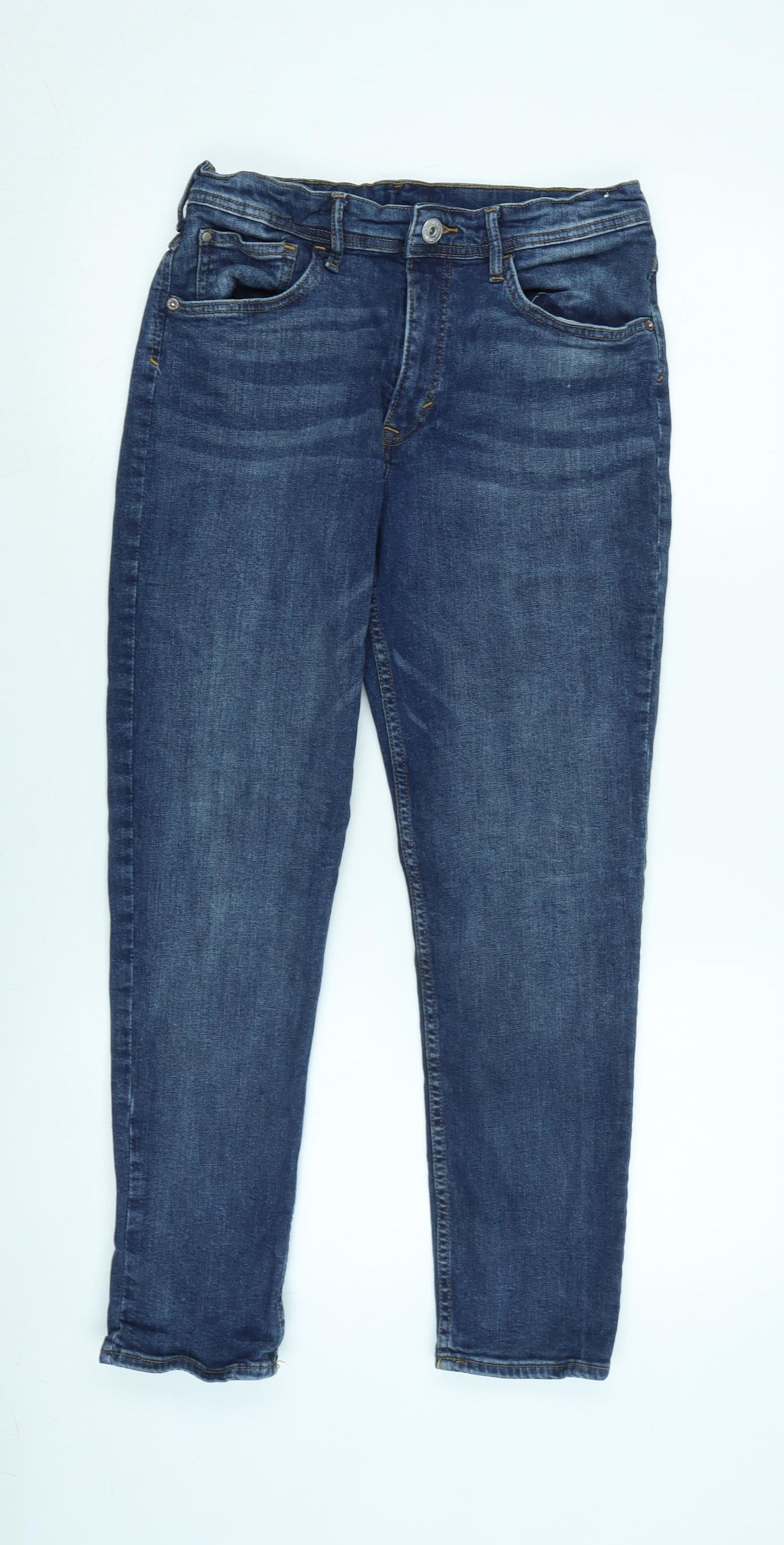 H&M Womens Blue Cotton Straight Jeans Size 28 in L27 in Regular Zip