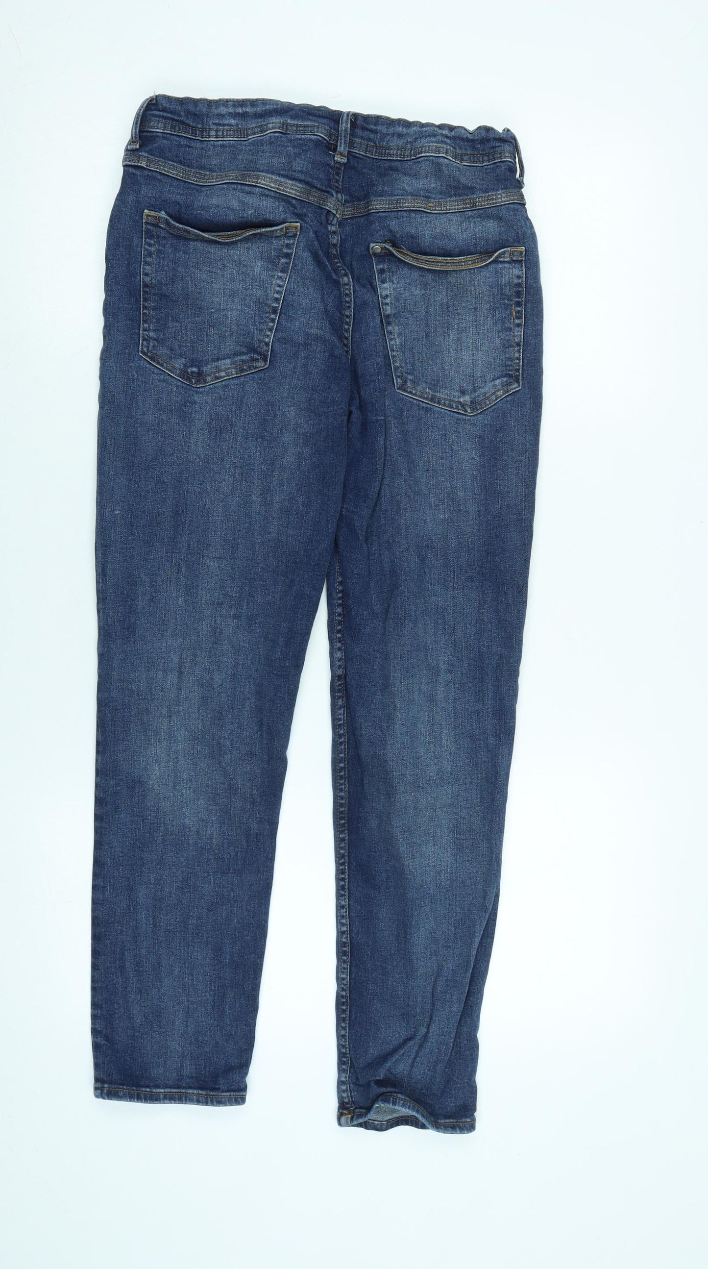 H&M Womens Blue Cotton Straight Jeans Size 28 in L27 in Regular Zip