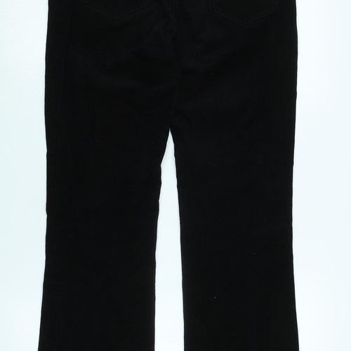 Marks and Spencer Womens Black Cotton Bootcut Jeans Size 10 L32 in Regular Zip - Corduroy