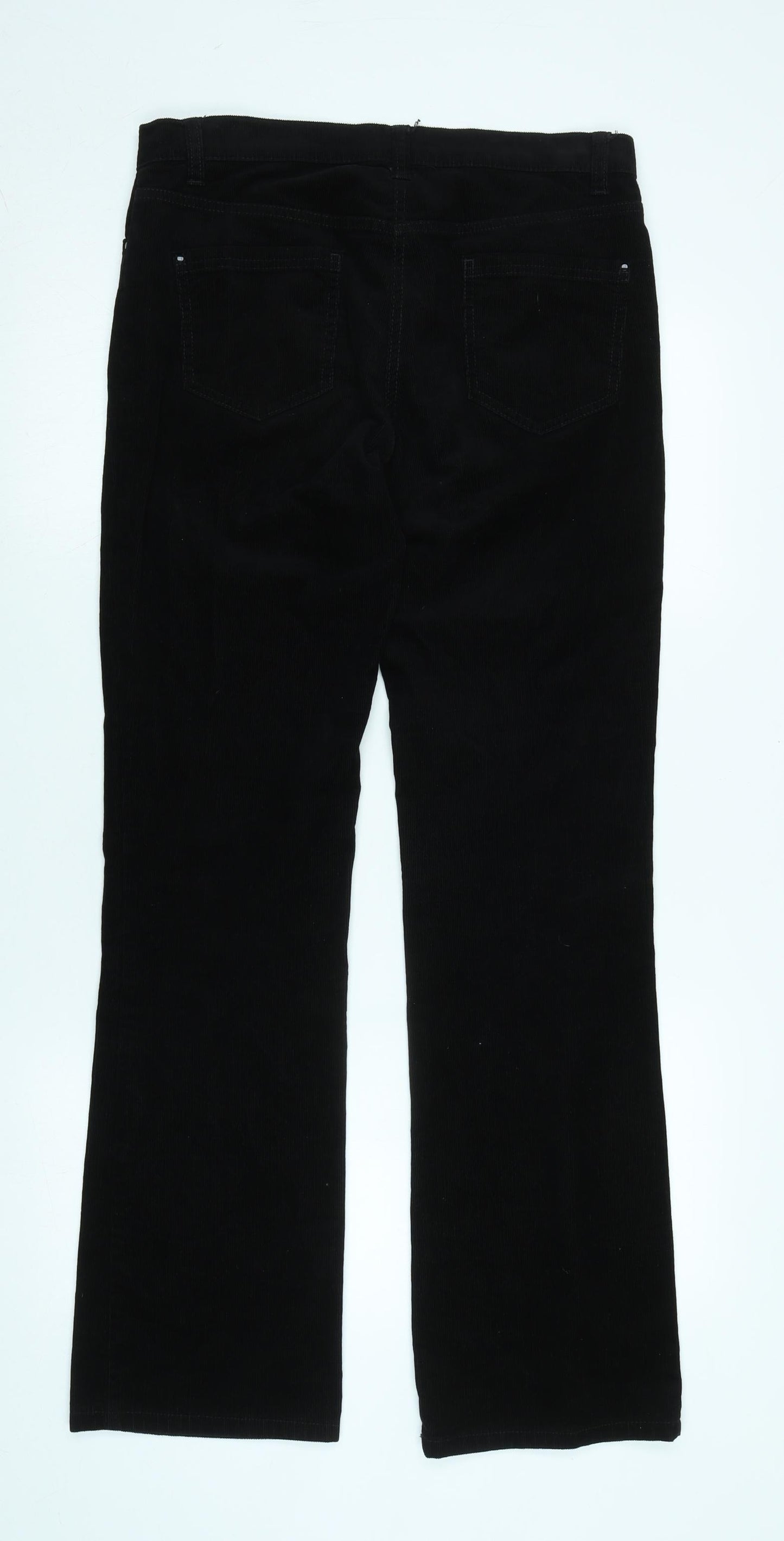 Marks and Spencer Womens Black Cotton Bootcut Jeans Size 10 L32 in Regular Zip - Corduroy