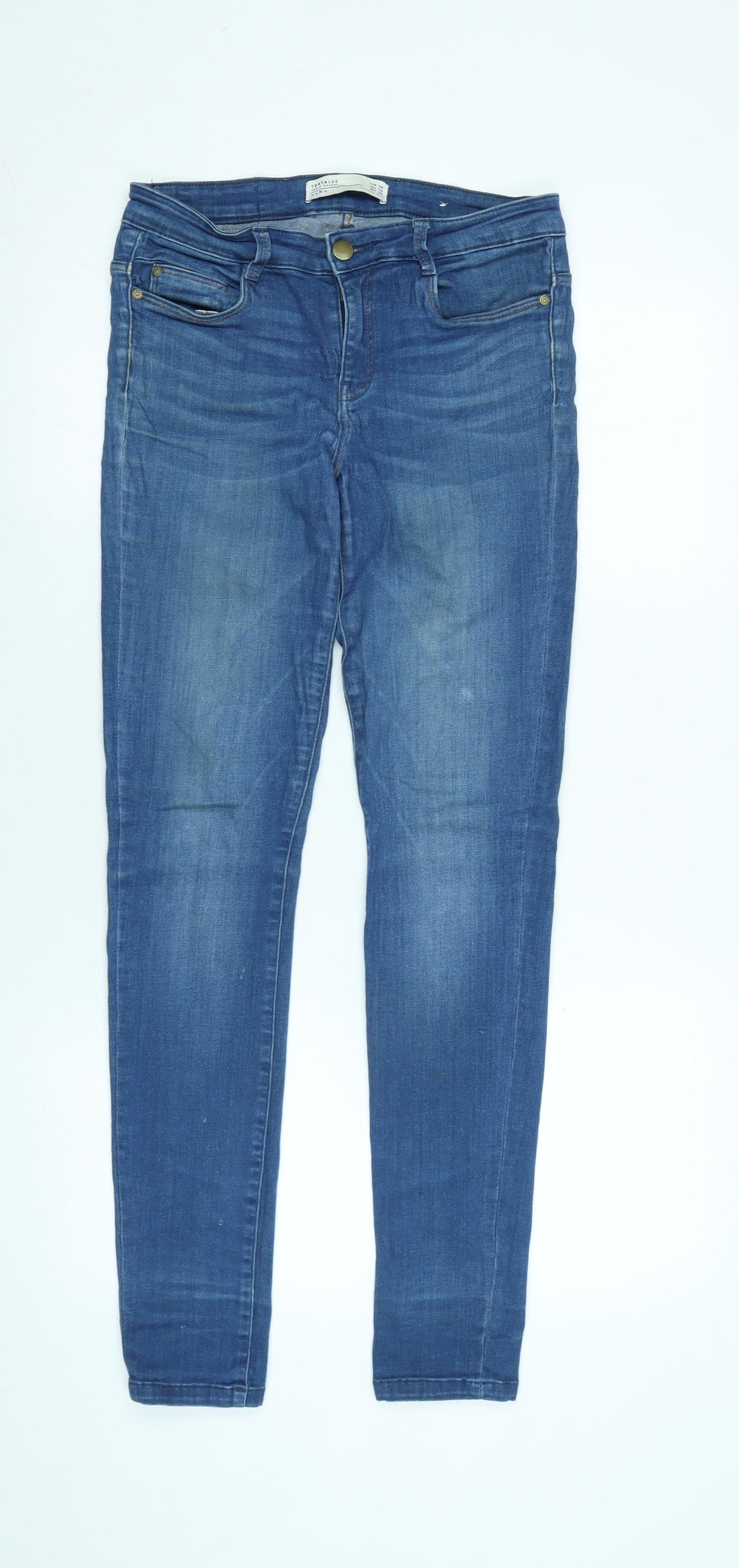 Zara Womens Blue Cotton Tapered Jeans Size 28 L31 in Regular Zip