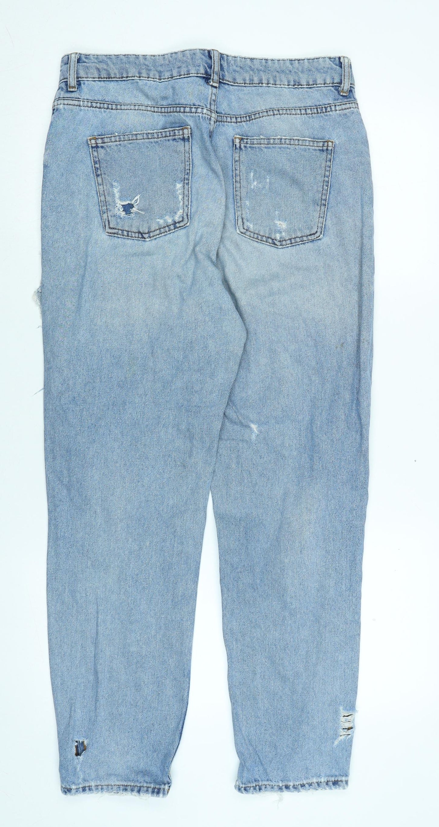 Zara Womens Blue Cotton Straight Jeans Size 28 in L27 in Regular Zip