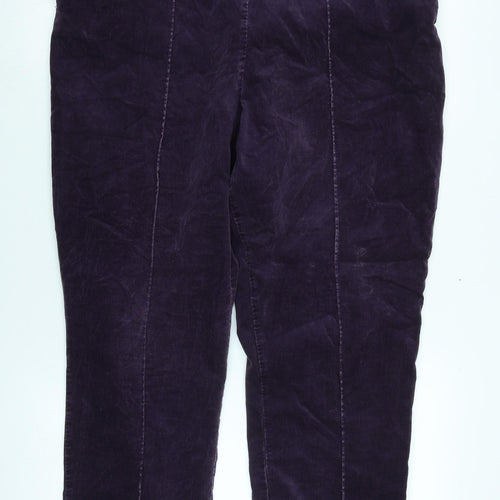 Marks and Spencer Womens Purple Cotton Trousers Size 34 in L25 in Regular