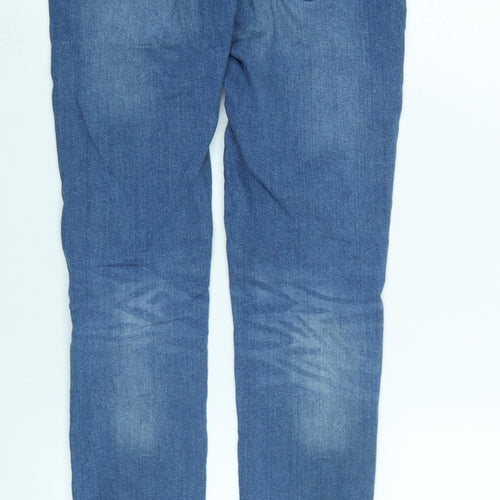 Zara Womens Blue Cotton Tapered Jeans Size 28 in L30 in Regular Zip