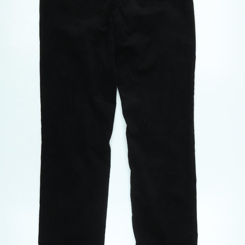 Marks and Spencer Womens Black Cotton Trousers Size 8 L32 in Regular Zip