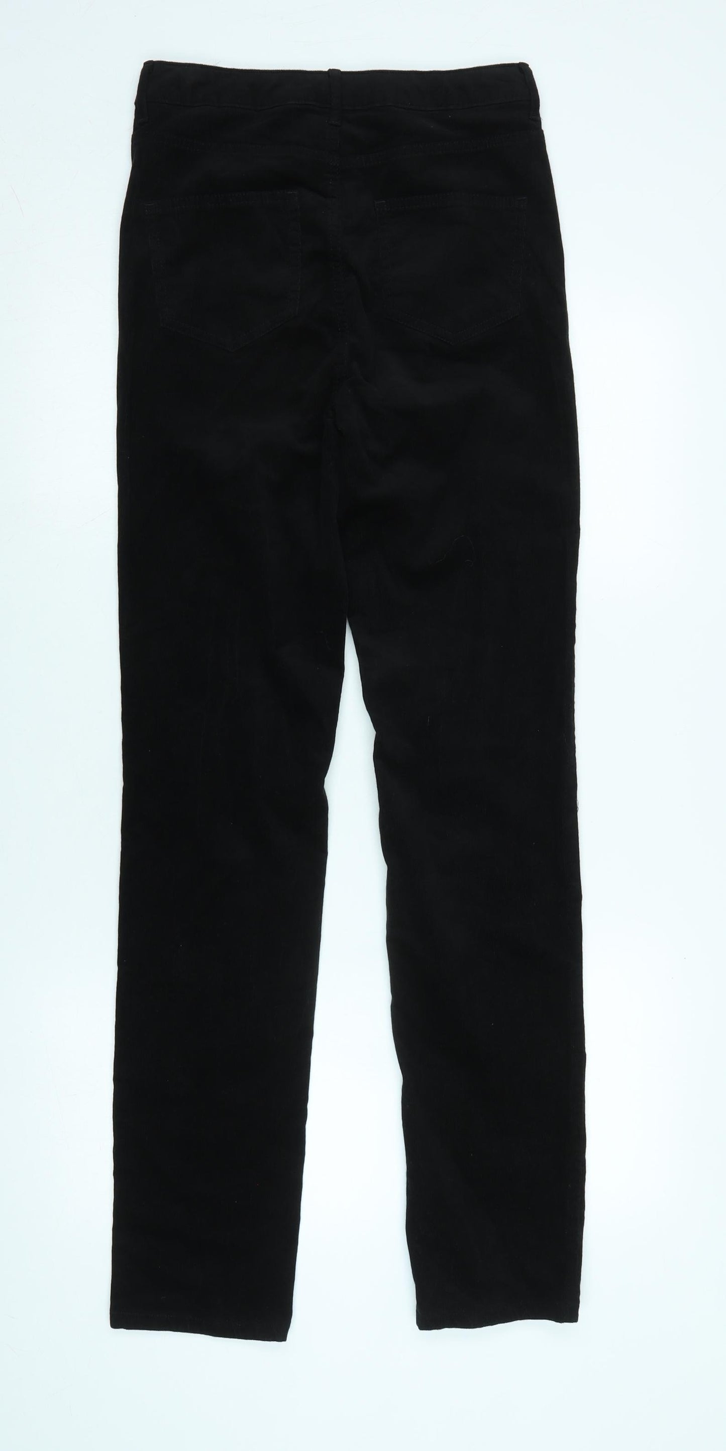 Marks and Spencer Womens Black Cotton Trousers Size 8 L32 in Regular Zip