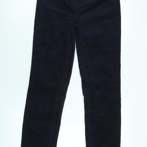 Marks and Spencer Womens Blue Cotton Trousers Size 6 L30 in Regular Zip