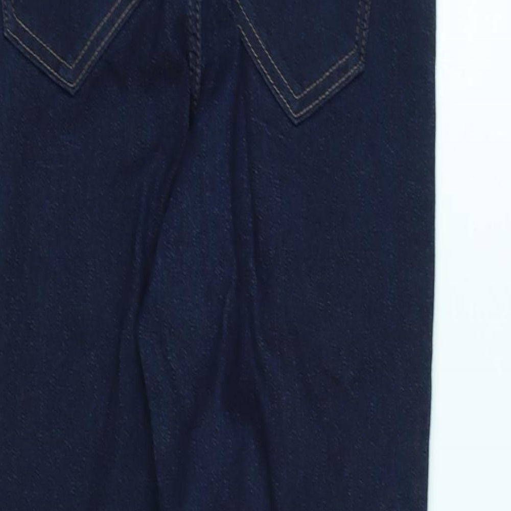 Marks and Spencer Womens Blue Cotton Blend Tapered Jeans Size 12 L27 in Regular