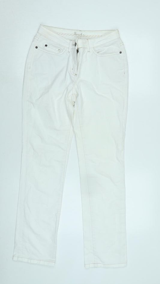 Boden Womens White Cotton Straight Jeans Size 26 in L29 in Regular Zip