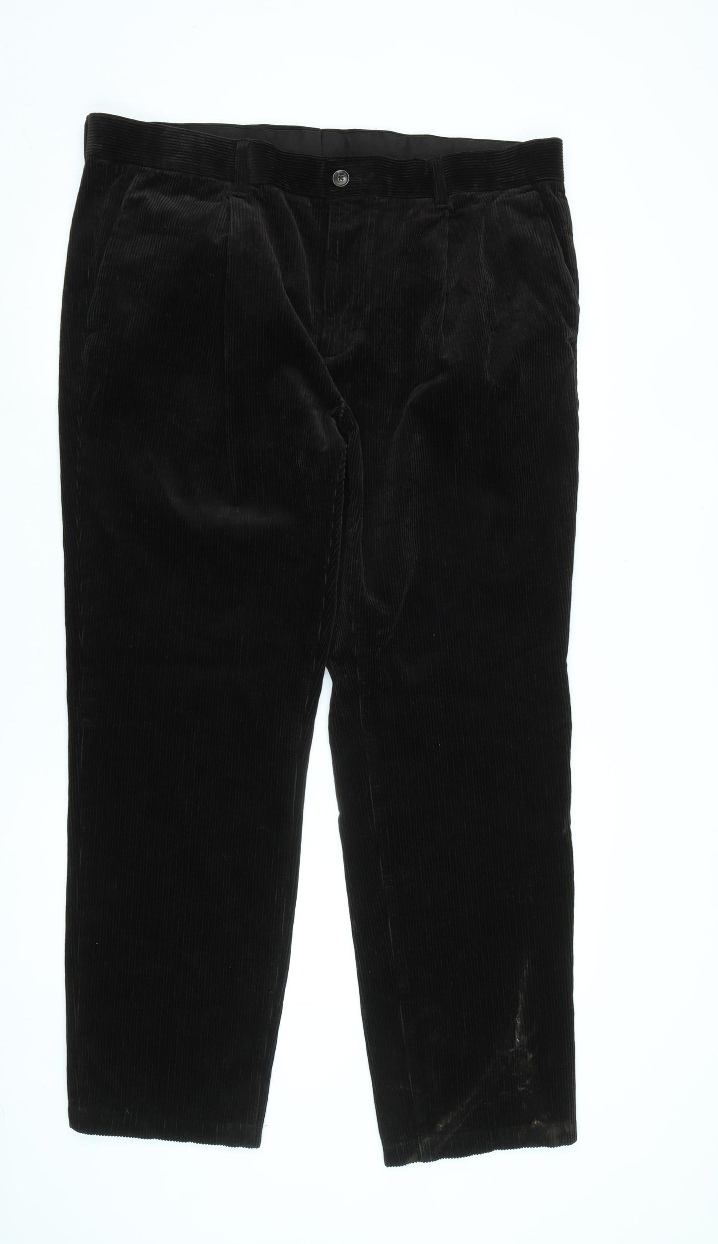 Marks and Spencer Mens Brown Cotton Trousers Size 40 in L32 in Regular Zip