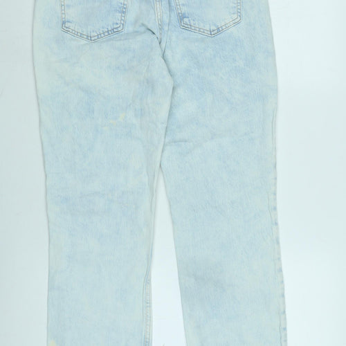 Zara Womens Blue Cotton Straight Jeans Size 10 L30 in Regular Zip