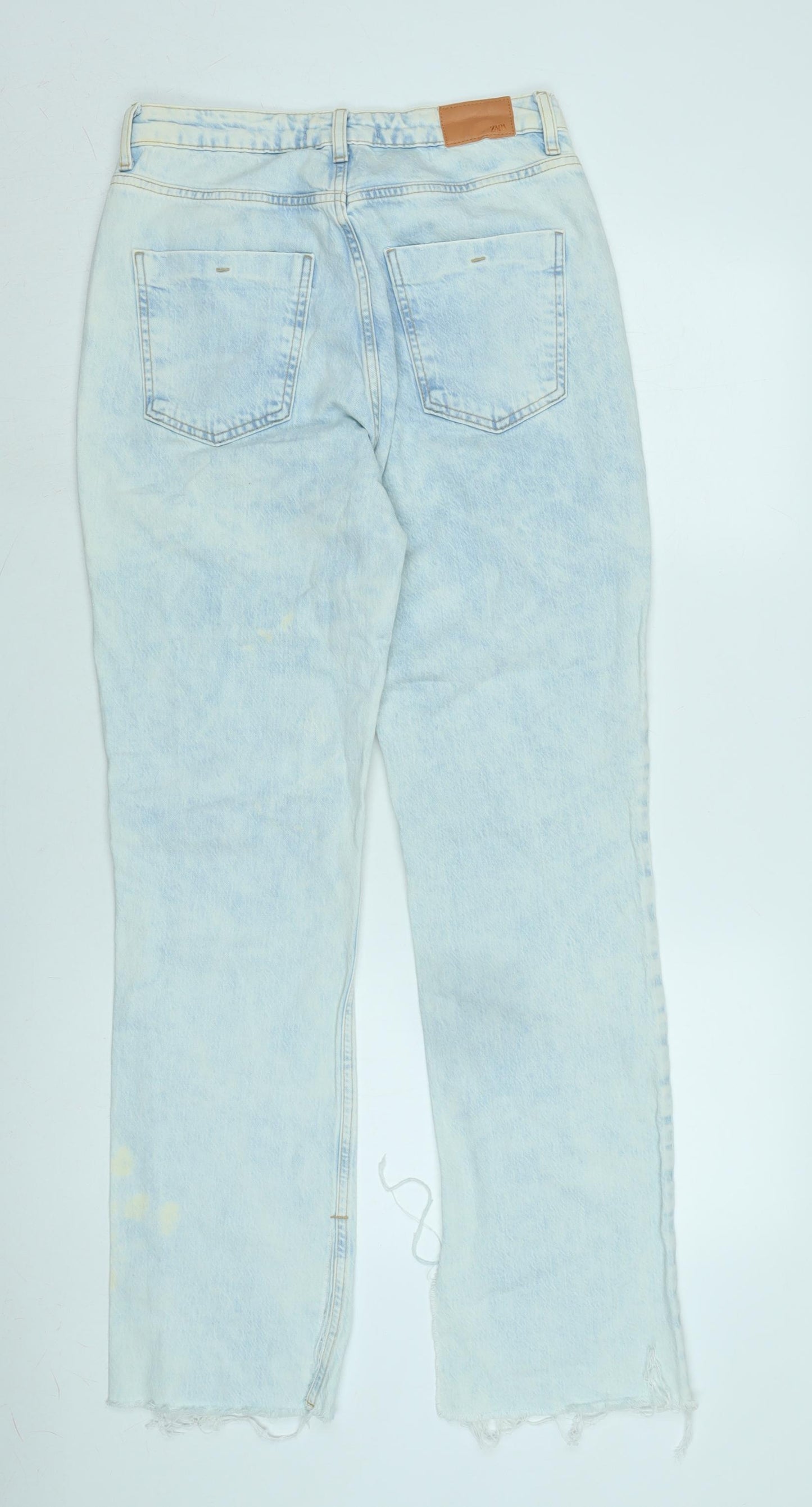 Zara Womens Blue Cotton Straight Jeans Size 10 L30 in Regular Zip