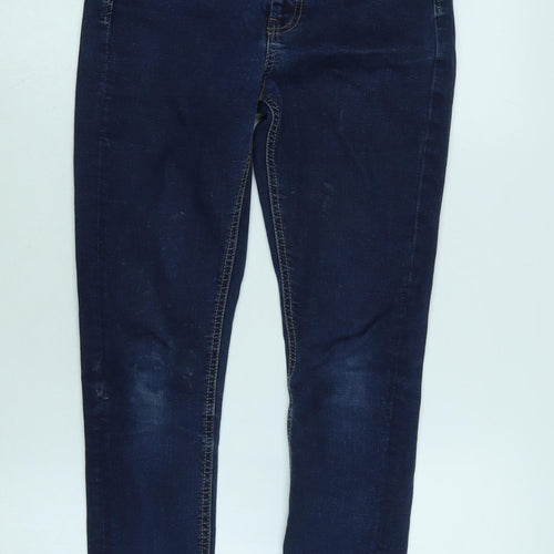 Warehouse Womens Blue Cotton Tapered Jeans Size 8 L27 in Regular Zip