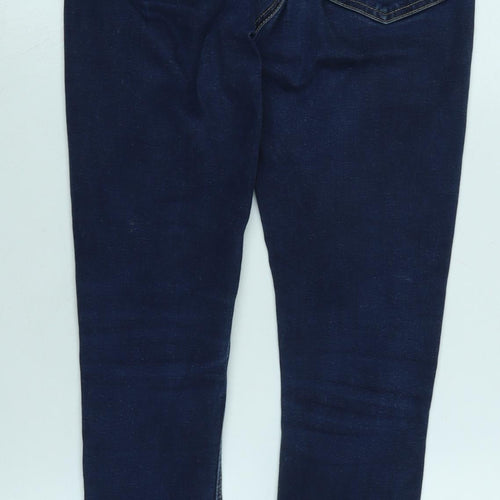 Warehouse Womens Blue Cotton Tapered Jeans Size 8 L27 in Regular Zip