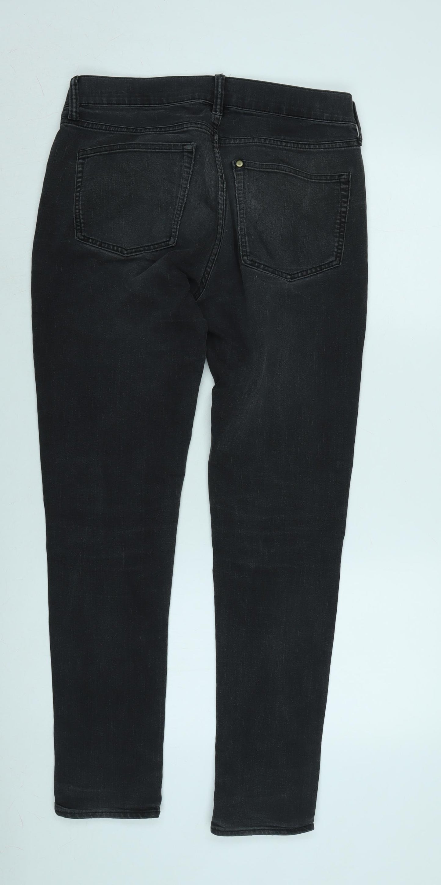 H&M Mens Grey Cotton Straight Jeans Size 32 in L31 in Regular Zip