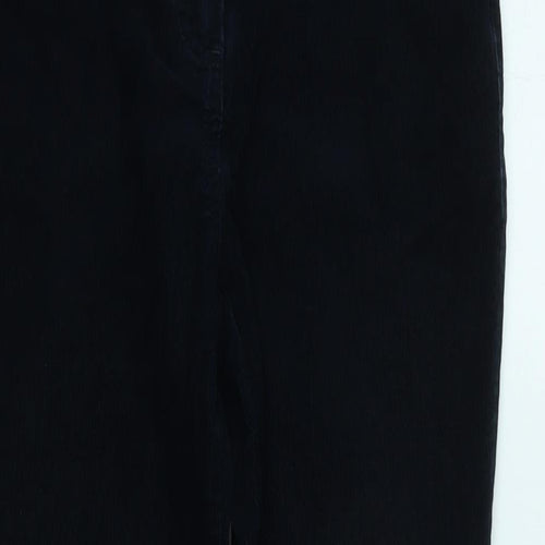 Marks and Spencer Womens Blue Cotton Trousers Size 10 L30 in Regular Zip