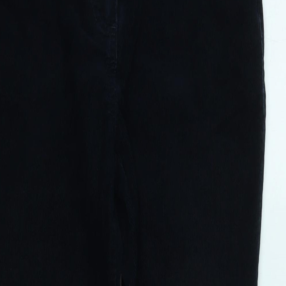 Marks and Spencer Womens Blue Cotton Trousers Size 10 L30 in Regular Zip