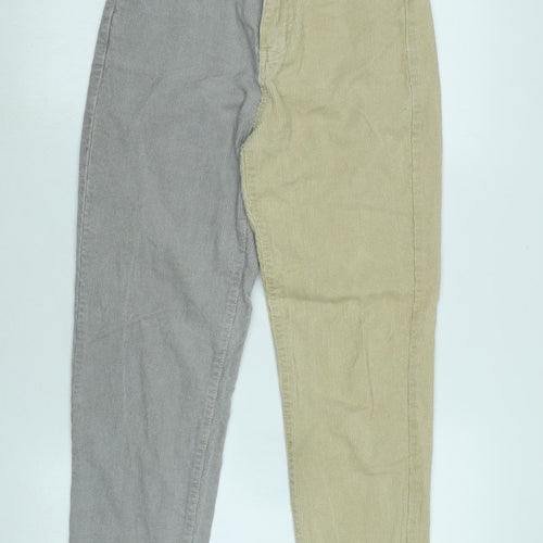 Boohoo Womens Grey Cotton Trousers Size 6 L25 in Regular Zip - Grey / Beige