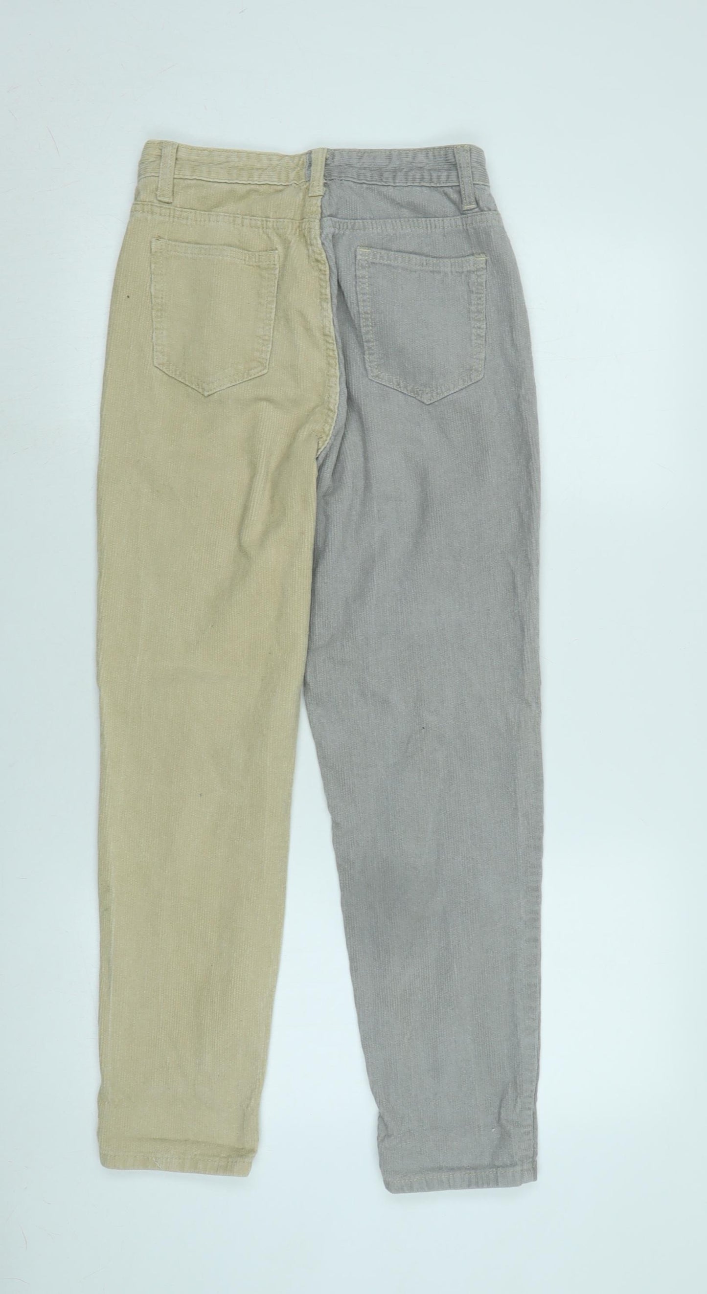 Boohoo Womens Grey Cotton Trousers Size 6 L25 in Regular Zip - Grey / Beige