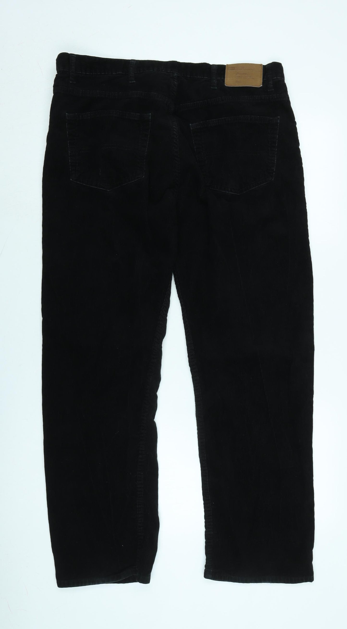 Blue Harbour Mens Black Cotton Trousers Size 36 in L29 in Regular Zip