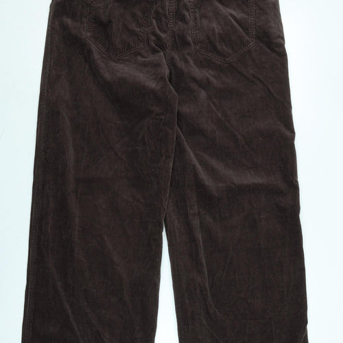 Marks and Spencer Womens Brown Cotton Trousers Size 14 L29 in Regular Zip