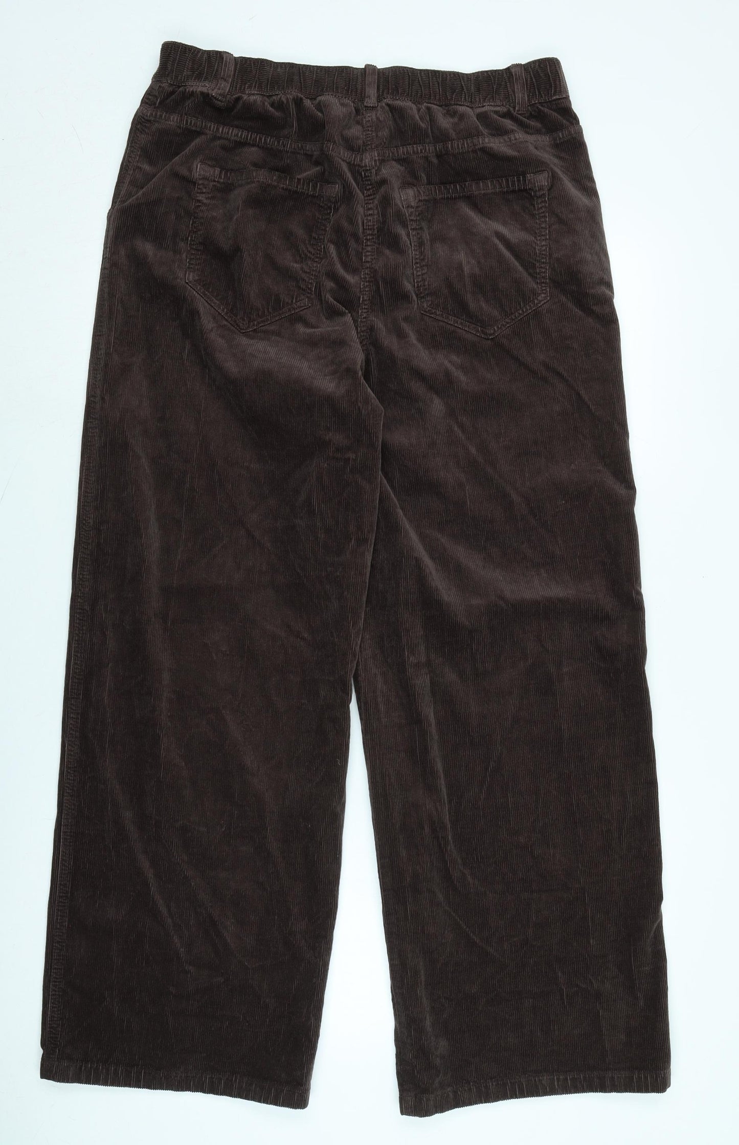 Marks and Spencer Womens Brown Cotton Trousers Size 14 L29 in Regular Zip