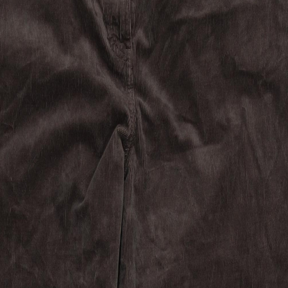Marks and Spencer Womens Brown Cotton Trousers Size 14 L29 in Regular Zip
