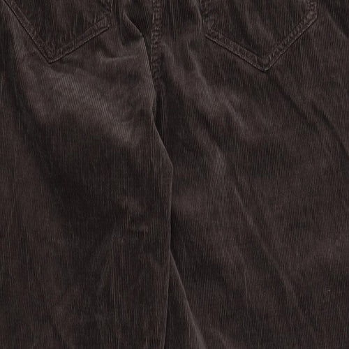 Marks and Spencer Womens Brown Cotton Trousers Size 14 L29 in Regular Zip