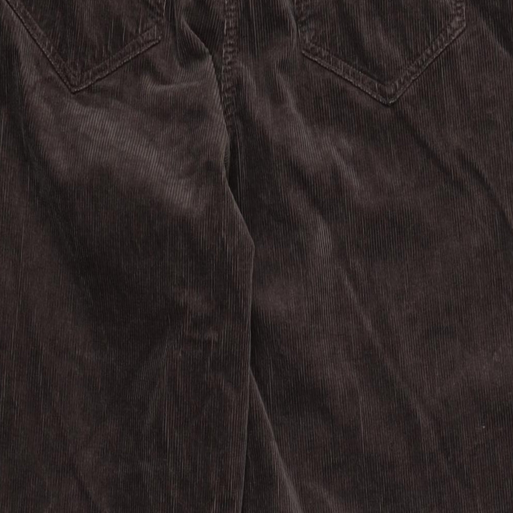 Marks and Spencer Womens Brown Cotton Trousers Size 14 L29 in Regular Zip