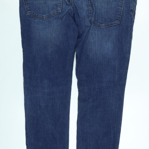 River Island Mens Mens Blue Cotton Straight Jeans Size 36 in L32 in Regular Zip