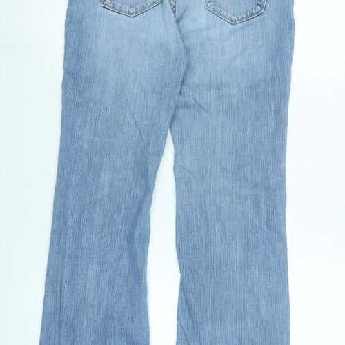 Marks and Spencer Womens Blue Cotton Blend Flared Jeans Size 10 L29 in Regular Zip