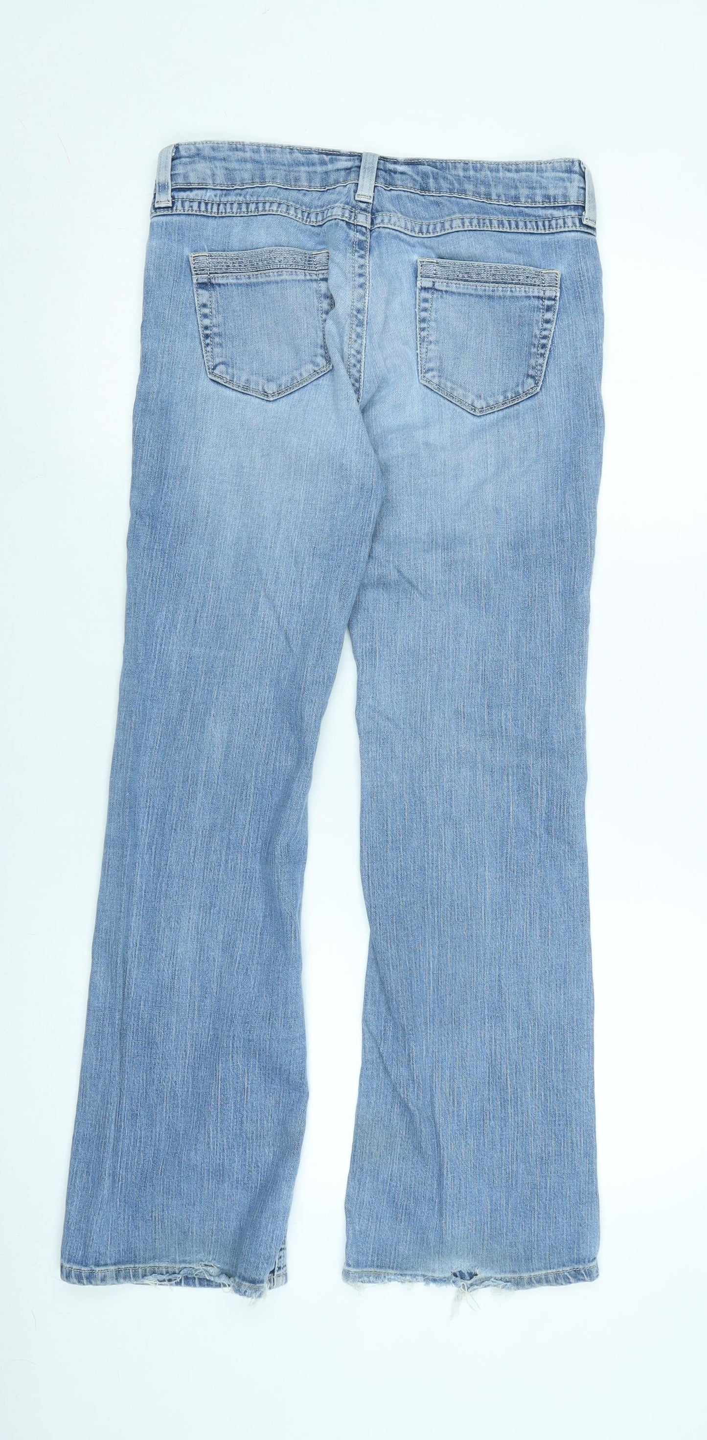 Marks and Spencer Womens Blue Cotton Blend Flared Jeans Size 10 L29 in Regular Zip