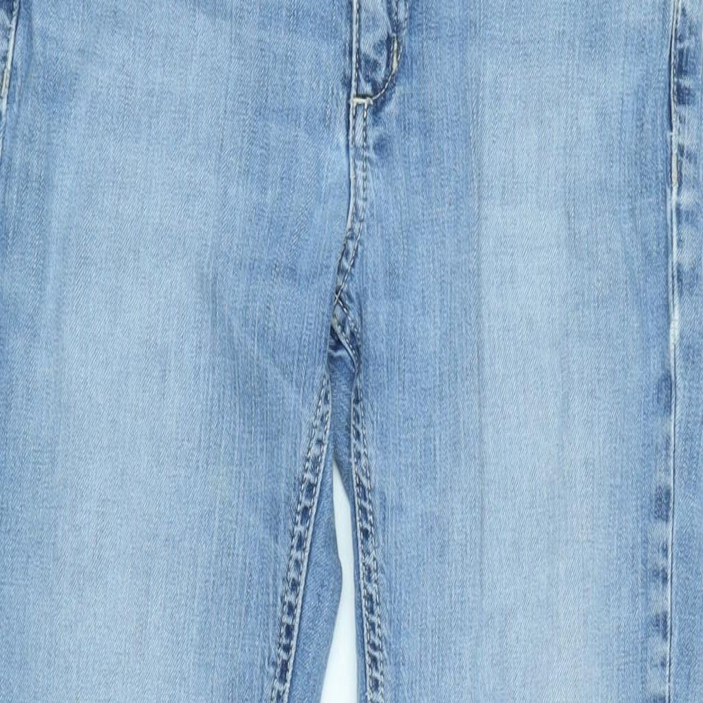 Marks and Spencer Womens Blue Cotton Blend Flared Jeans Size 10 L29 in Regular Zip