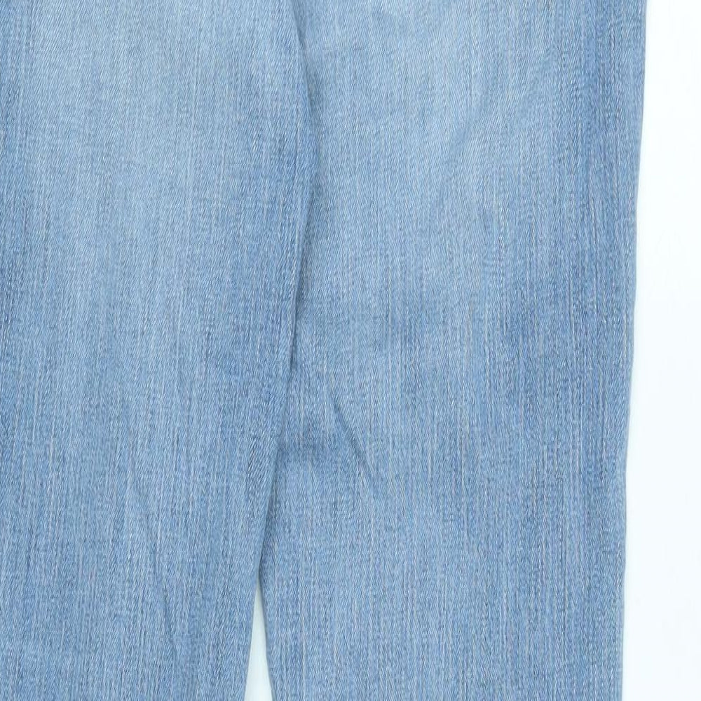 Marks and Spencer Womens Blue Cotton Blend Flared Jeans Size 10 L29 in Regular Zip