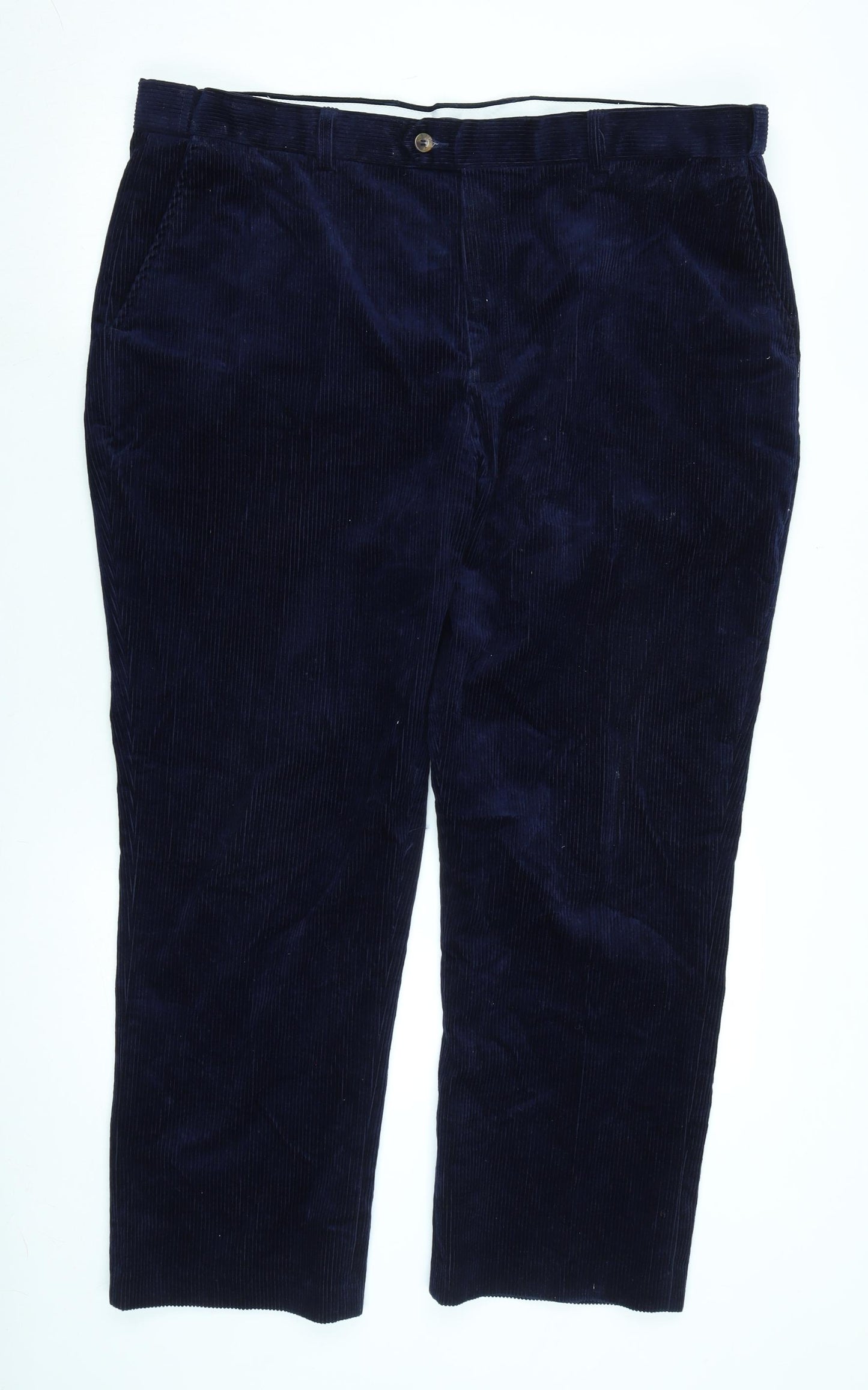 Cotton Traders Mens Blue Cotton Trousers Size 42 in L28 in Regular Zip
