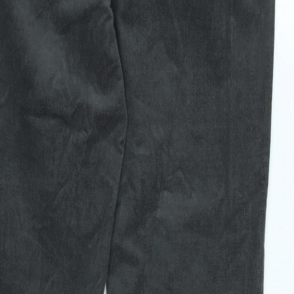 Marks and Spencer Womens Grey Cotton Blend Trousers Size 12 L28 in Regular Zip