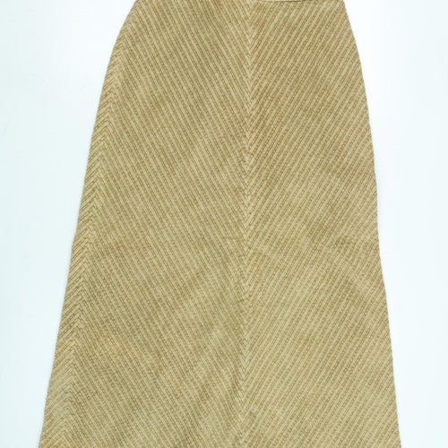 NEXT Womens Beige Cotton Flare Skirt Size 12 Zip