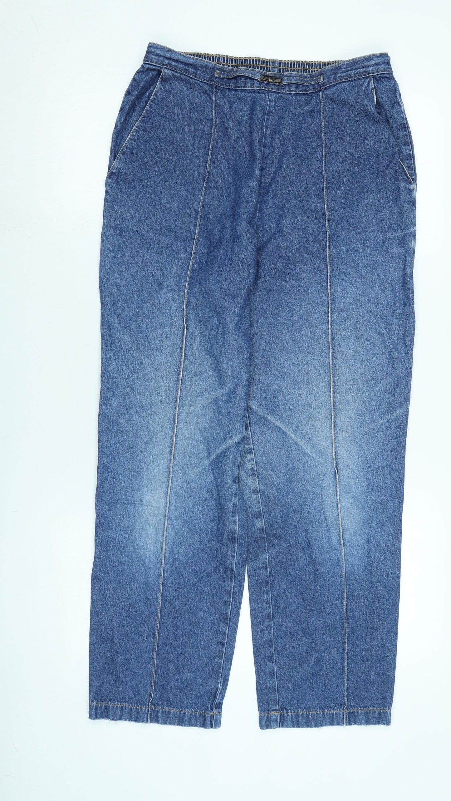 Marks and Spencer Womens Blue Cotton Straight Jeans Size 12 L27 in Regular